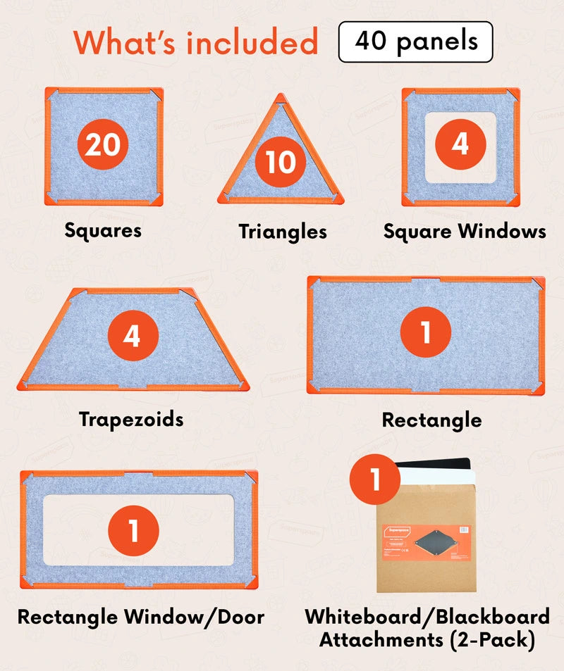 color:Orange | What's included — 40 giant magnetic tiles in the Family Bundle