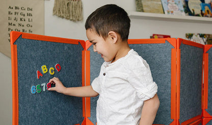 The Letters and Numbers pack by Superspace enhances creativity in the classroom and at home. The giant magnetic tiles are sold separately. 