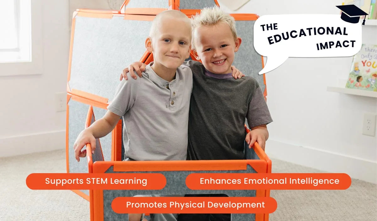 Children enjoying The Squares Add-On Pack by Superspace, showcasing educational benefits like supporting STEM learning and promoting physical development with Superspace toys.
