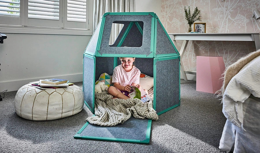The Little Set giant magnetic tiles by Superspace. Let your kids build a reading nook with the family.