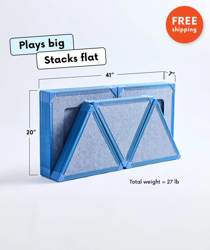 color:Blue | Blue giant magnetic tiles from The Big Set — plays big, stacks flat at 41 x 20 x 7 inches, 27 lb