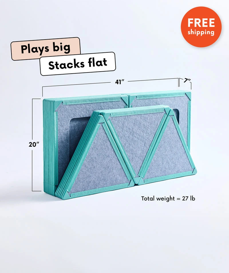 color:Pine | Pine giant magnetic tiles from The Big Set — plays big, stacks flat at 41 x 20 x 7 inches, 27 lb