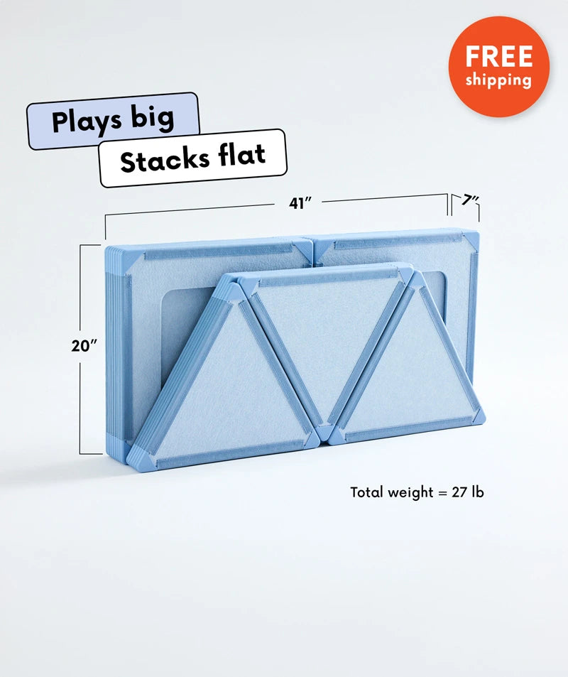 color:Sea Mist | Sea Mist giant magnetic tiles from The Big Set — plays big, stacks flat at 41 x 20 x 7 inches, 27 lb