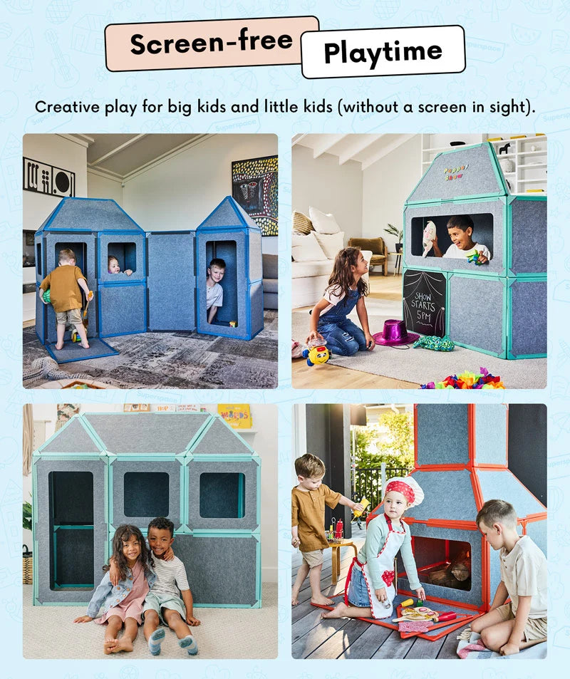 color:shared | Screen-free playtime with life-size giant magnetic tiles — forts, kitchens, stages and playhouses for big and little kids