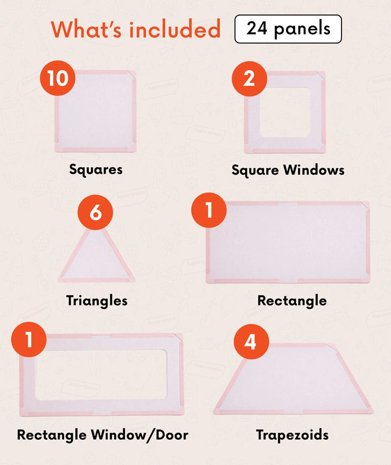 color:Marshmallow | What's included in The Big Set Marshmallow — 24 life-size giant magnetic tile panels and shapes