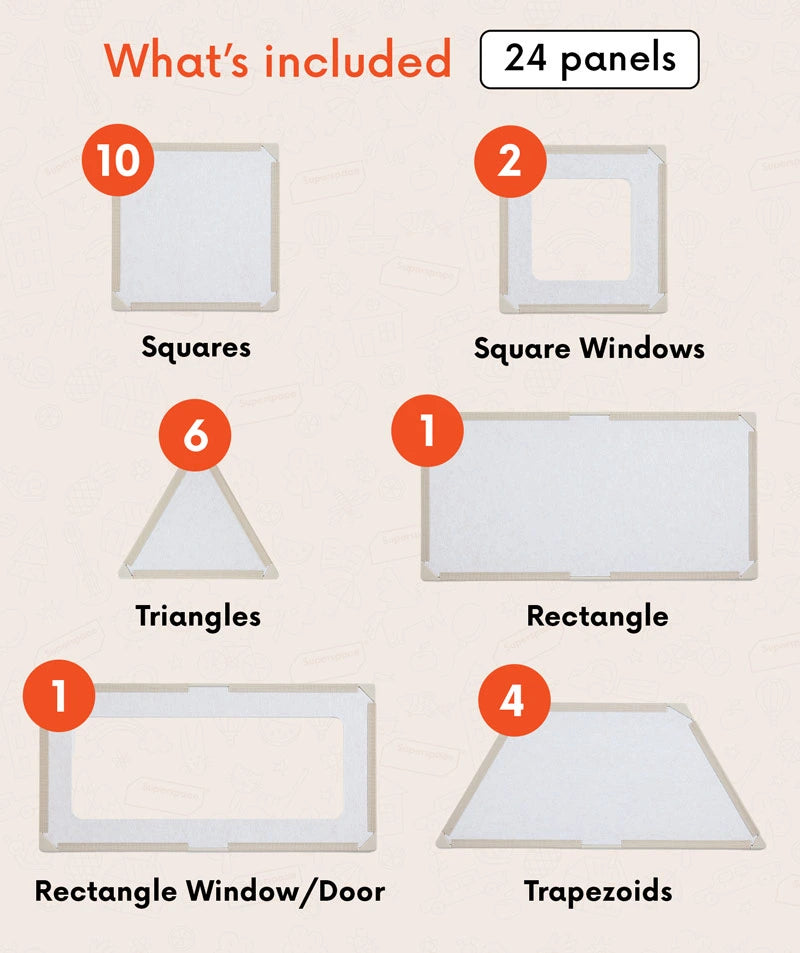 color:Sand Dune | What's included in The Big Set Sand Dune — 24 life-size giant magnetic tile panels and shapes