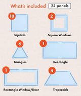 color:Sea Mist | What's included in The Big Set Sea Mist — 24 life-size giant magnetic tile panels and shapes